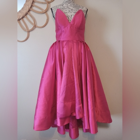 Anthropologie Hutch Sabrina Strapless V-Neck Pleated High-Low Gown Pink Size 4 - Picture 9 of 16